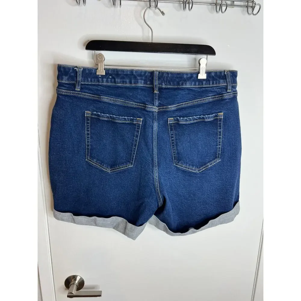 Lane Bryant Women's Signature Fit Mid-Rise Boyfriend Midi Short Blue ~ Size 20